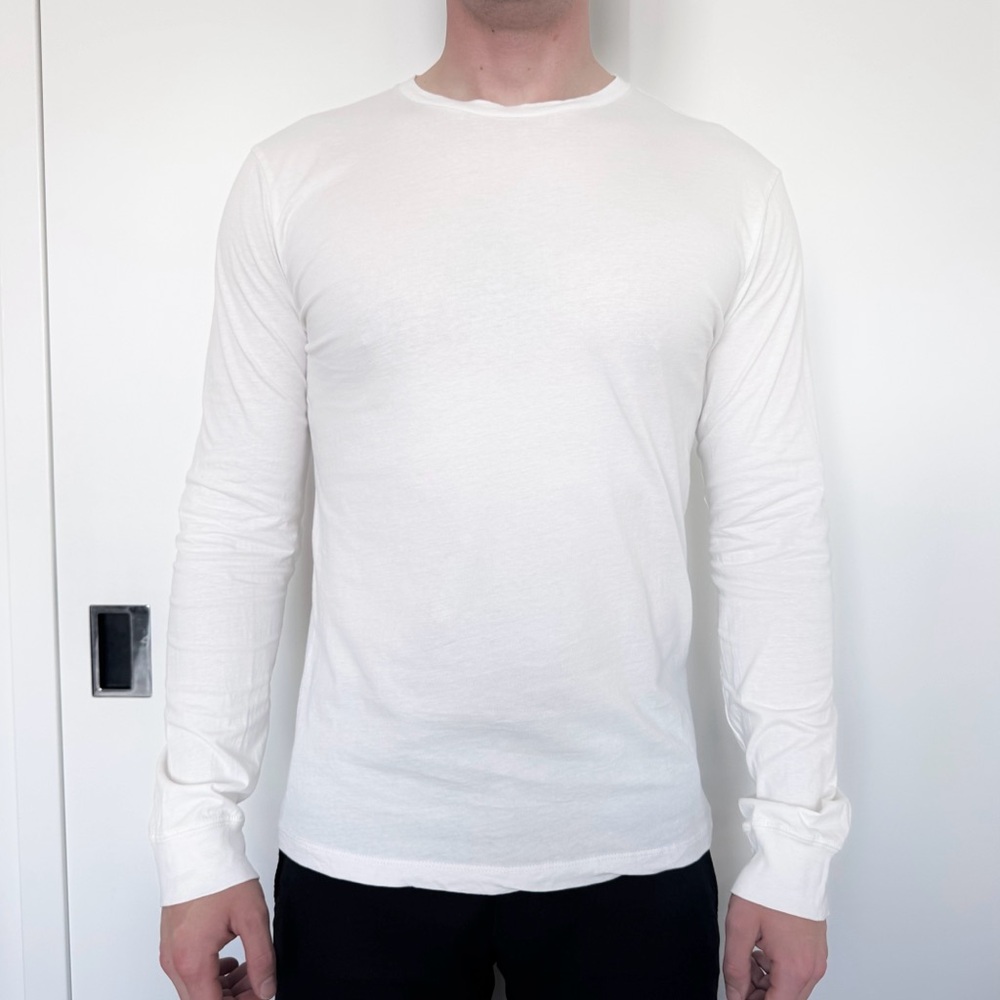 J.Crew white long sleeve shirt crewneck basic classic preppy layering minimalist